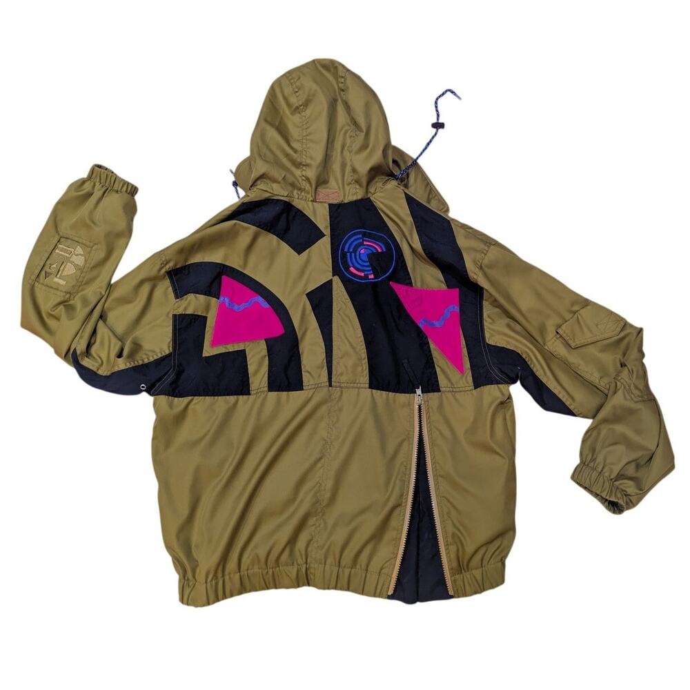 VINTAGE Y2K White Stag Olive green Windbreaker Jacket Size M
